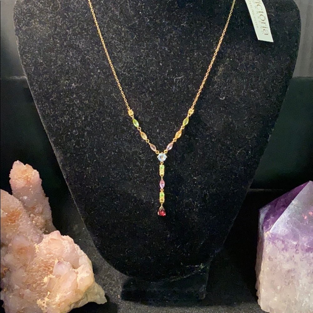 Victoria Townsend Gemstone Necklace 18k over SS